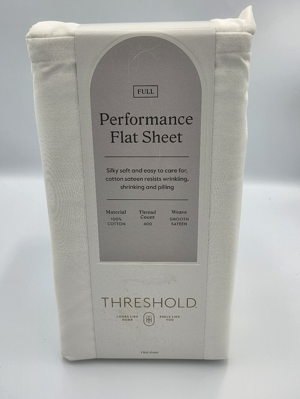 Threshold White Performance Flat Sheet Full Nwt